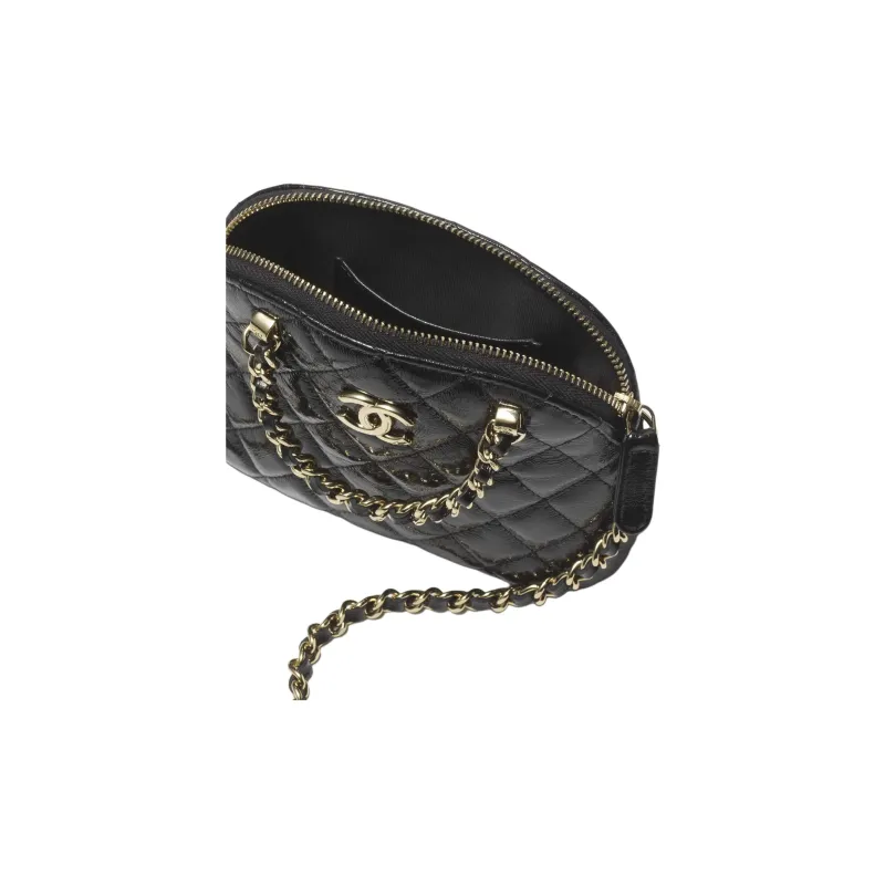 CHANEL Bright Lambskin Dome Bag, Handbag, Shoulder Bag, Crossbody Bag Women's Black-3