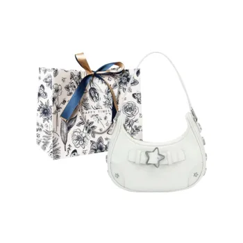 FOUVOR PU Handbag Shoulder Bag Women's White/Blue Denim/Black