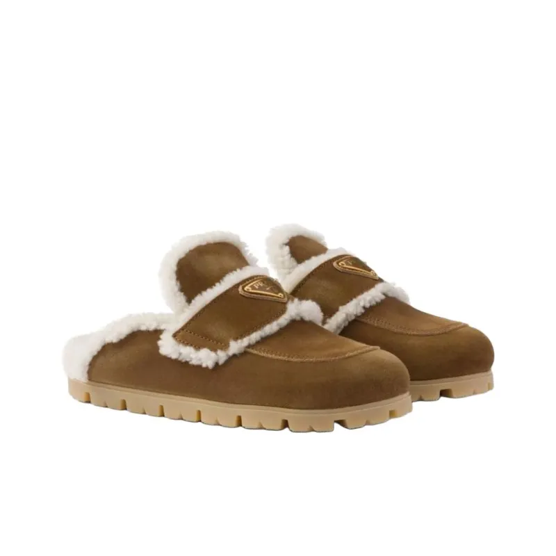 PRADA Closed Toe Slippers Women's Brown-2