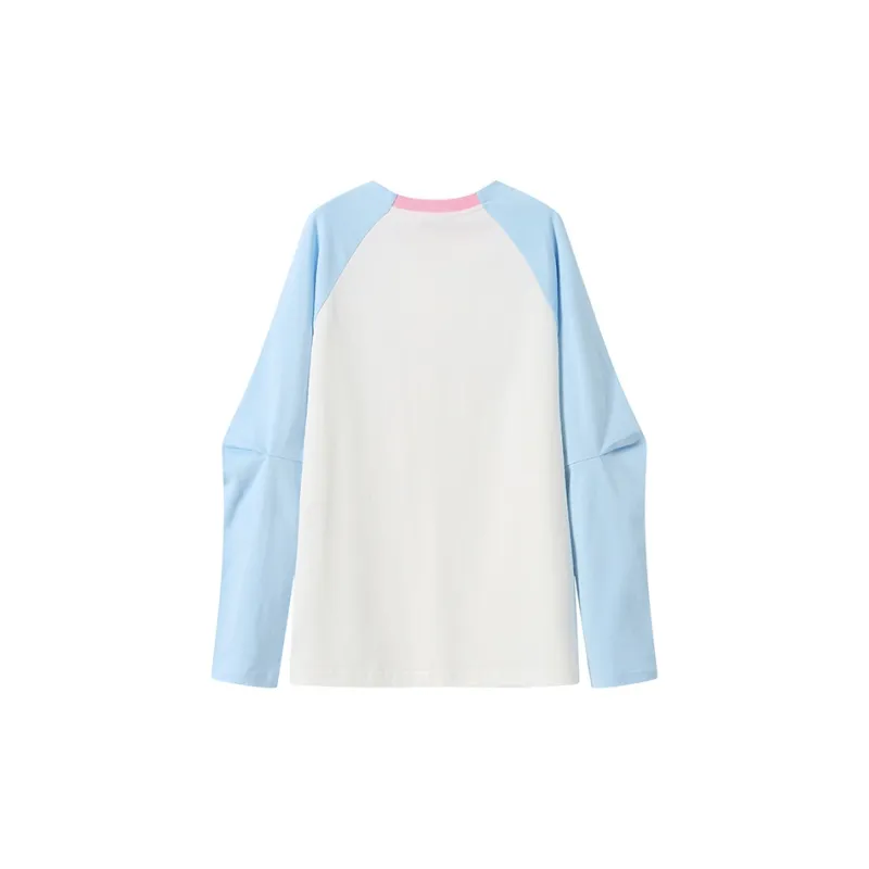 ANDREA MARTIN Raglan Sleeve T Shirt Unisex Blue White-1
