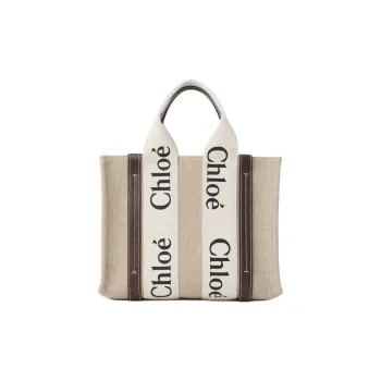 Chloe Woody Linen Tote Bag, Shopping Bag, Shoulder Bag, Crossbody Bag, Handbag Small Size Women's Timber