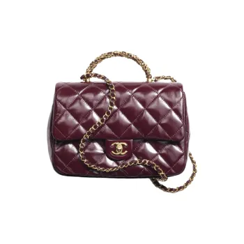 CHANEL Lambskin Crossbody Bag Shoulder Bag Mini Women's Bordeaux Red