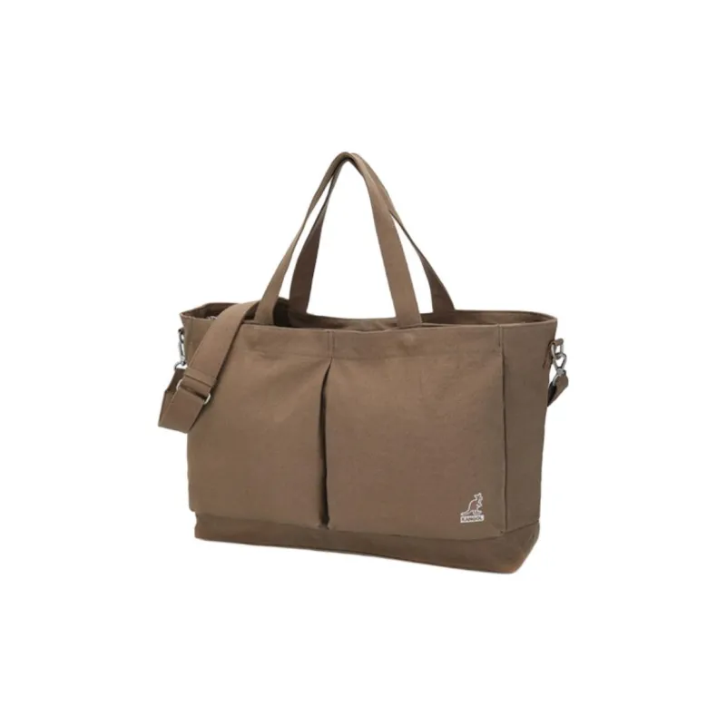 KANGOL Cotton Patchwork Canvas Tote Bag Shopping Bag Crossbody One Shoulder Handbags Men's Brown-1