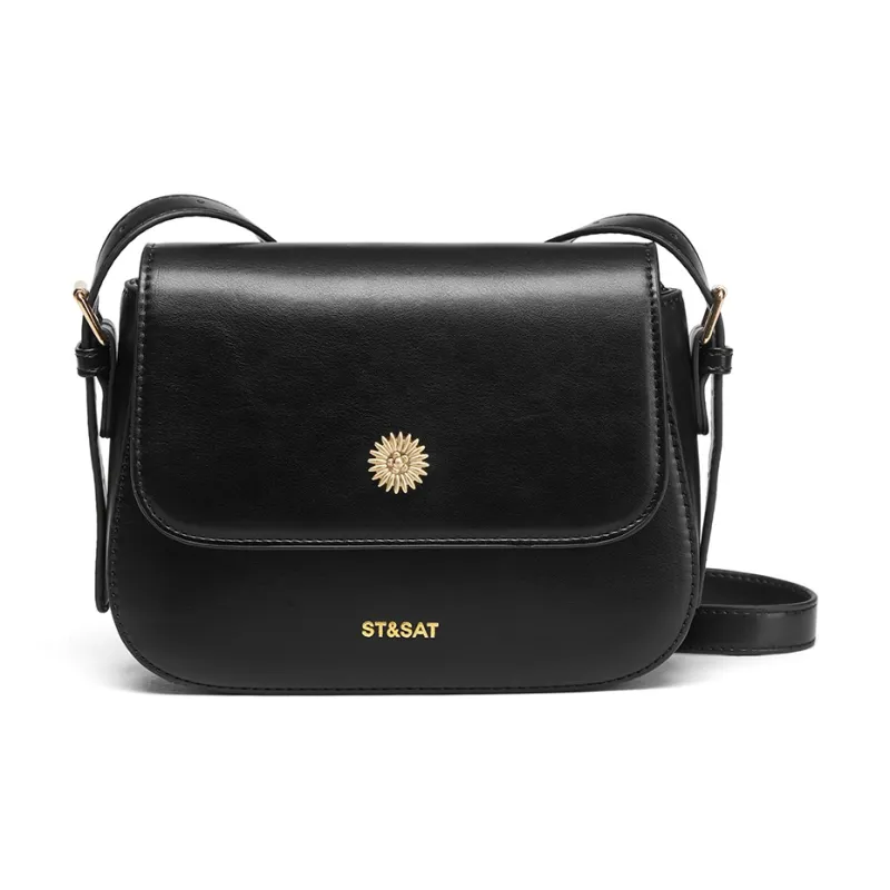 ST&SAT Synthetic Leather Crossbody Bag Shoulder Bag Women's Pitch Black/Brown-1