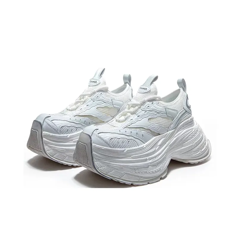 CAIHEE Anti Slip And Wear Resistant Height Increasing Low Top Chunky Sneakers Unisex-12