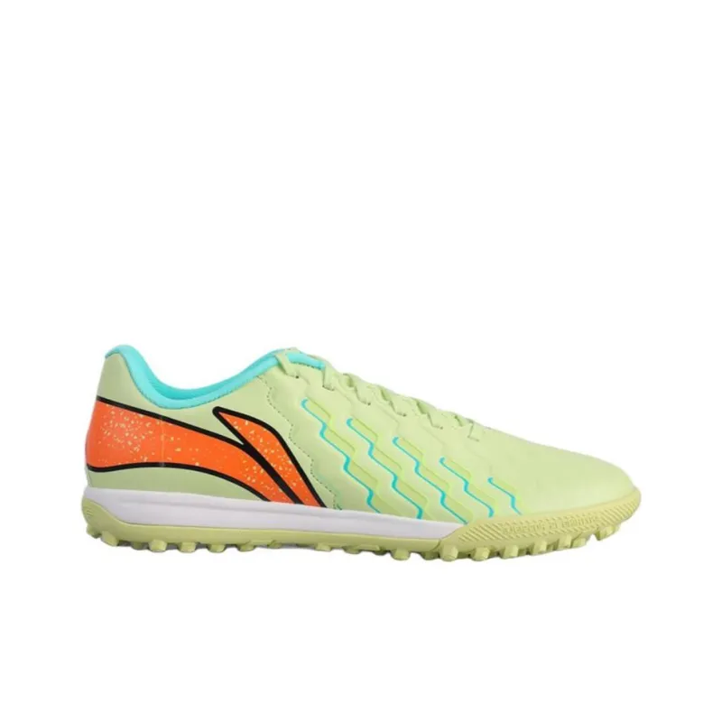 LiNing Jin Artificial Ground Natural Ground Anti Slip Wear Resistant Soccer Shoes Men's Green Orange-1