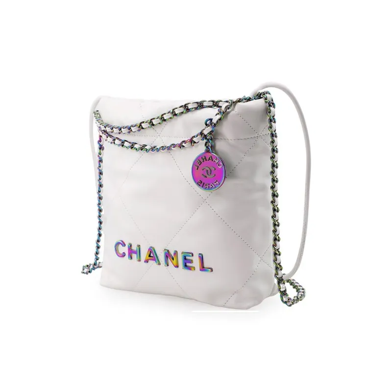 CHANEL 22Bag Cow Leather Shoulder Bag, Crossbody Bag Mini Women's White-4