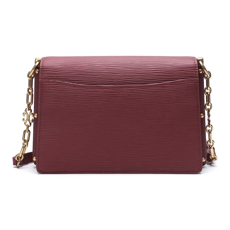Satchi Top Grain Cow Leather Crossbody Bag Women's Red/White/Yellow/Purple/Black-3