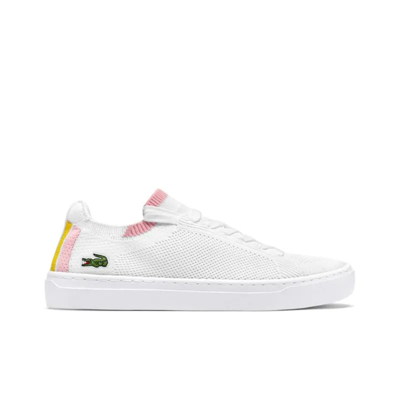 LACOSTE Breathable Low Top Skateboard Shoes Women's White Pink-1