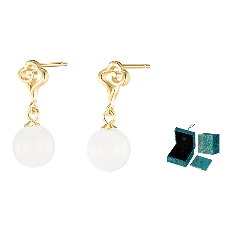 MAMADESHOUHU Hetian Jade Earrings White Jade Women's-1
