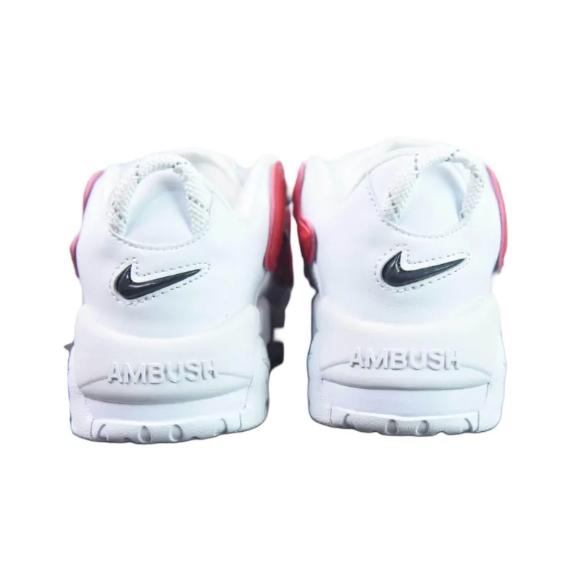 Nike Air More Uptempo Low Durable Breathable Low Top Vintage Basketball Shoes Men's White Red-1