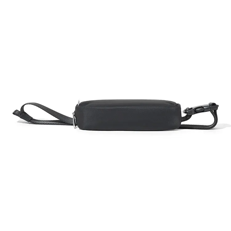 BOSTANTEN Fabric Fanny Pack Sling Bags Small Size Unisex Black/Gray-4