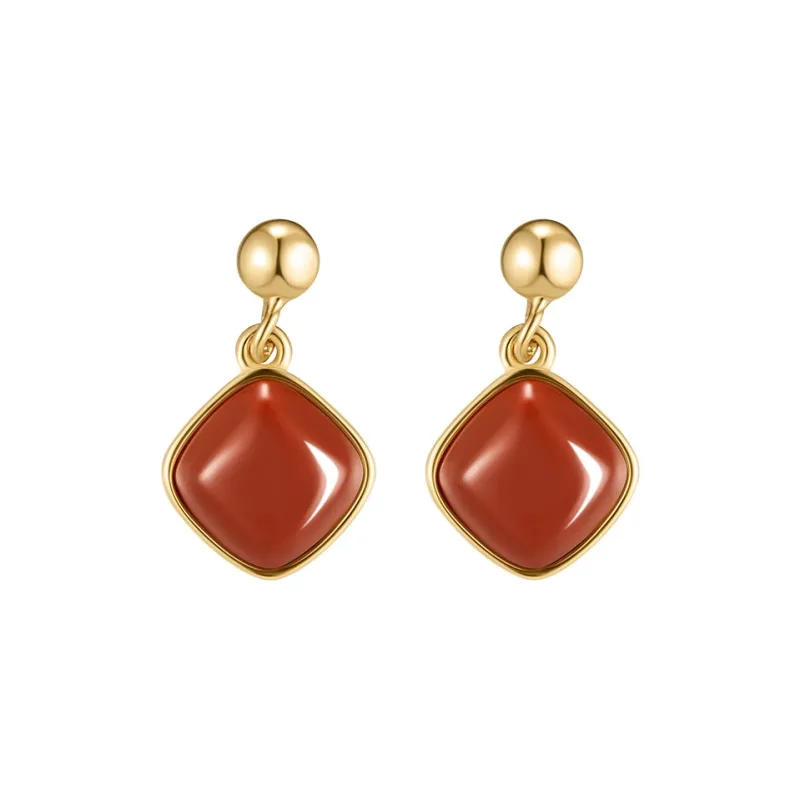 MAMADESHOUHU Agate Jade Stud Earrings Women's-1
