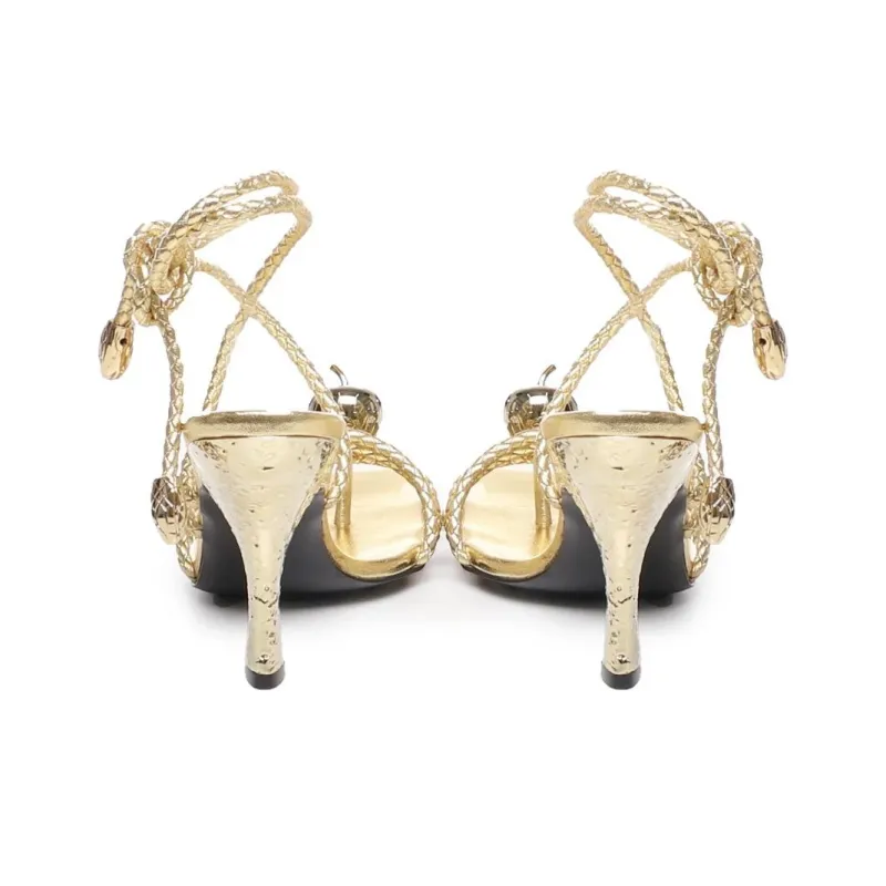 Bottega Veneta Adam One Strap Sandals 9cm Women's Gold-4