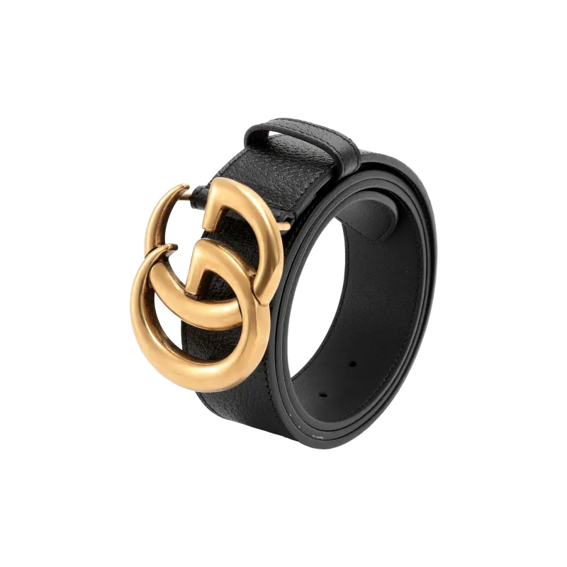 GUCCI Logo Fashion Trend Smooth Buckle Leather Belts Men's Width  4cm-2