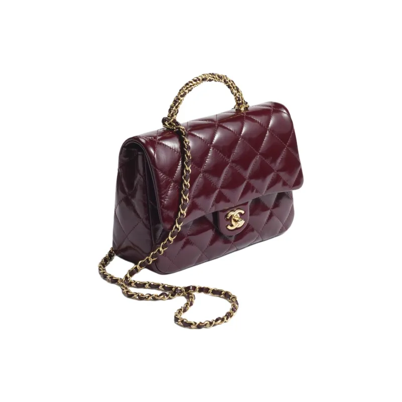 CHANEL Lambskin Crossbody Bag, Shoulder Bag Mini Women's Bordeaux Red-1