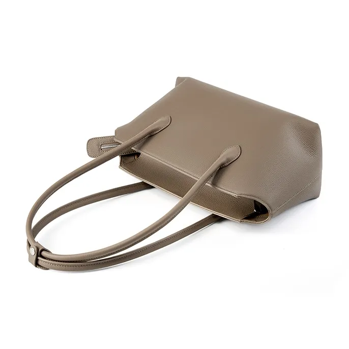 Carnival Keep Top Grain Cow Leather Handbag Shoulder Bag Regular Women's Gray/Black-3