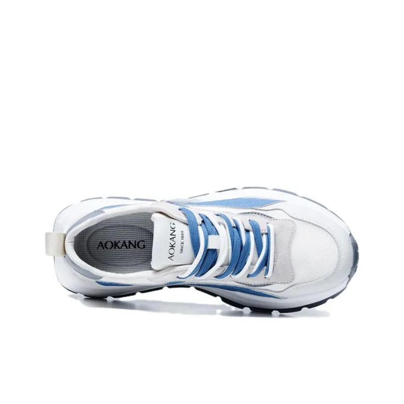 AOKANG Slip Resistant, Breathable, Lightweight Low Top Running Shoes Men's Beige Misty Blue-2
