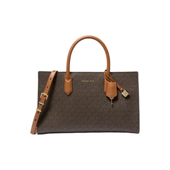MICHAEL KORS Artificial Leather Bonded Split Cow Leather Tote Bag Shopping Bag Handbag Medium Size Women's Dark Brown