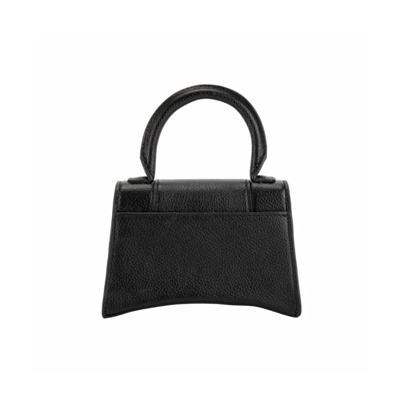 Balenciaga Litchi Grain Calfskin Hourglass Bag, Shoulder Bag, Crossbody Bag, Handbag Extra Small Women's Black-5