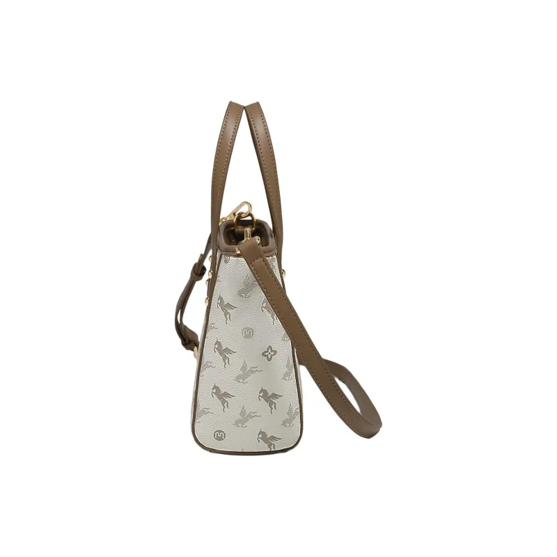Marino Orlandi Synthetic Leather Shoulder Bag, Crossbody Bag, Handbag Trumpets Women's Beige & Coffee-7