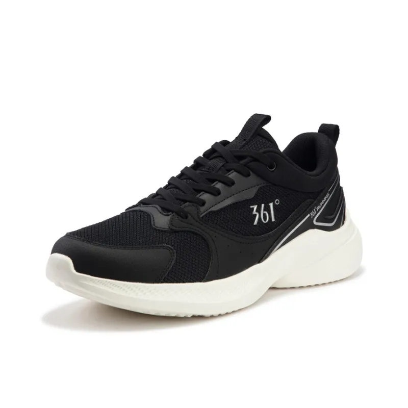 361° Anti Slip Wear Resistant Low Top Running Shoes Men's Black White-1