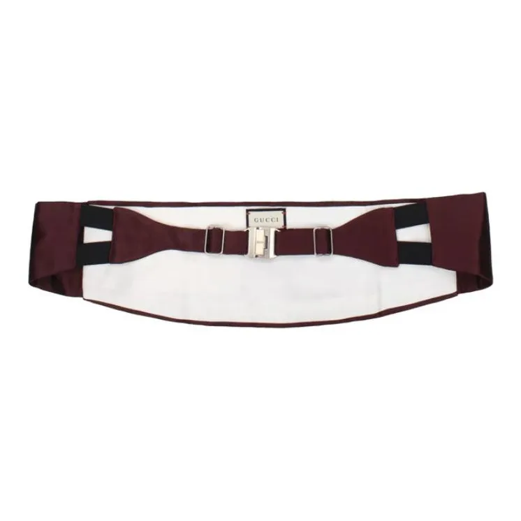 GUCCI Brand Logo Silk Belt Men's Purple/Burgundy 12cm Wide-1