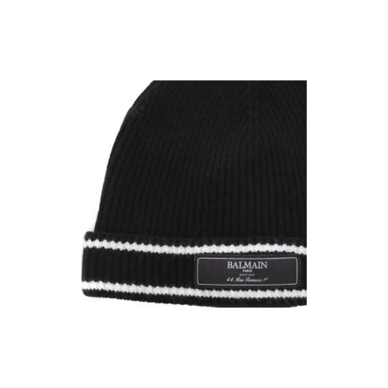 BALMAIN Logo Patch Knitted Beanie-2