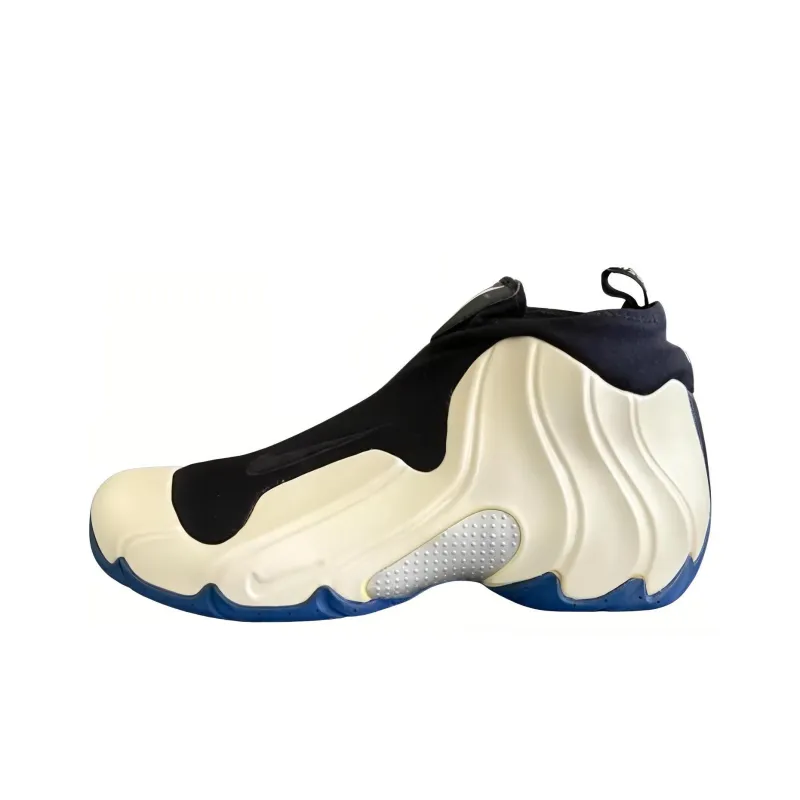 Nike Air Flightposite Anti-Slip Wear-Resistant Mid-Top Vintage Basketball Shoes Men's Beige Black Blue-0
