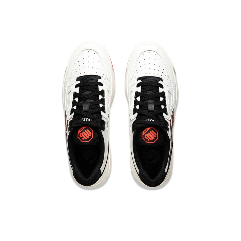 LiNing Rookie Slip Resistant Cushioning Wear Resistant Lightweight Low Top Skateboard Shoes Men's White Red-3