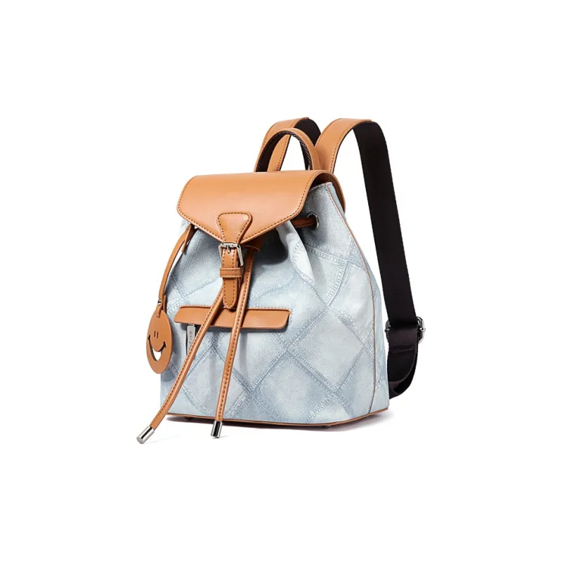 TUCANO PU Leather University Student Everyday Backpack Regular Women's Denim Blue-1