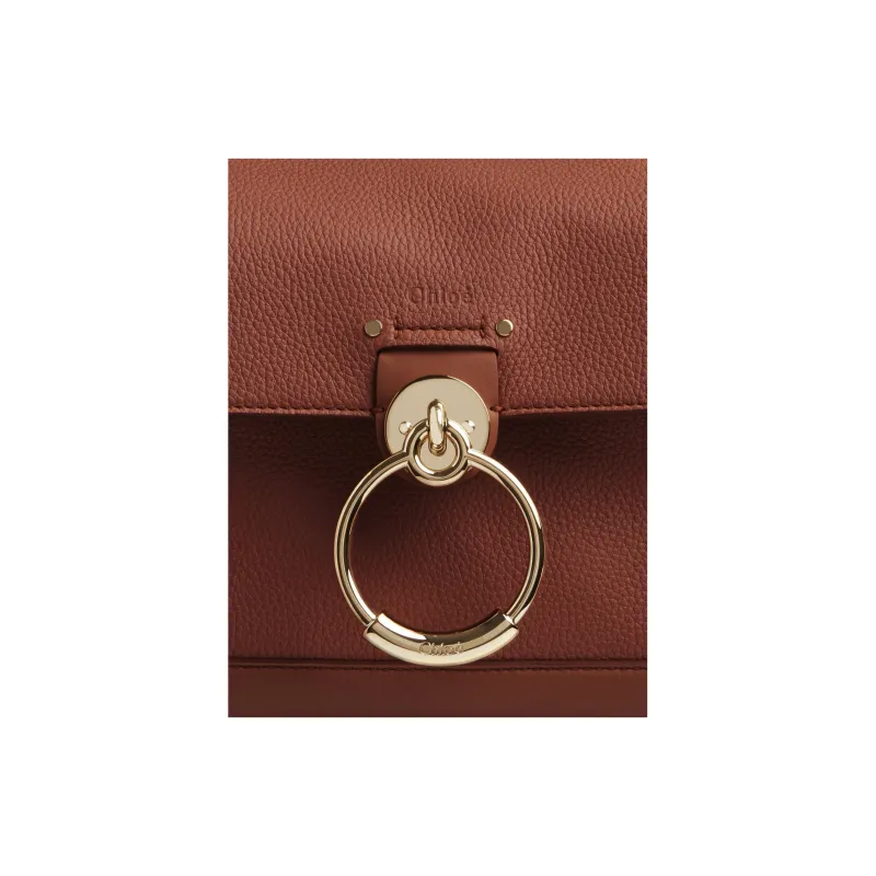 Chloe Tess Grained Calfskin Brightened Surface Calfskin Shoulder Bag Crossbody Bag Handbag Mini Women's Brown-3