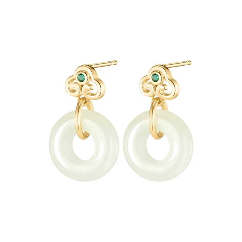 MAMADESHOUHU Earrings Pale Greenish White Jade Women's-0