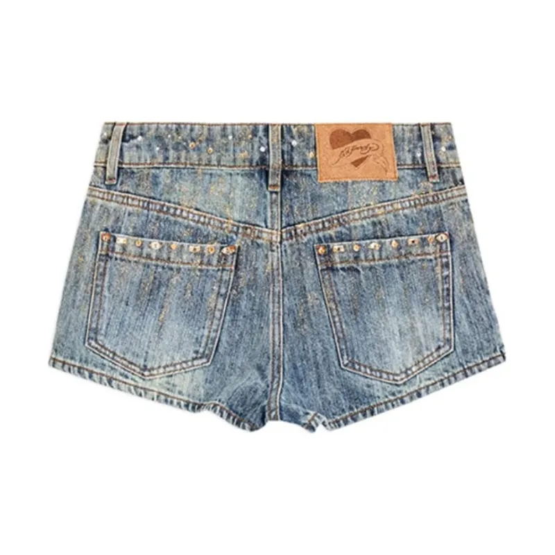 Ed Hardy FW24 Denim Shorts Women's Indigo-1