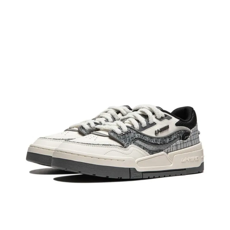 LiNing 001 BTC Slip Resistant Cushioning Wear Resistant Support Low Top Skateboard Shoes Women's White Black-2