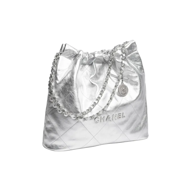 CHANEL 22Bag Cow Leather One Shoulder Handbag Women's Silver-1