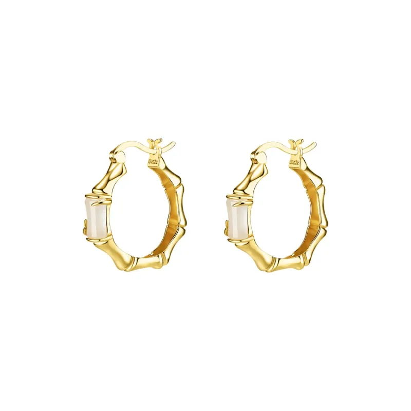 MAMADESHOUHU Hetian Jade Earrings Pale Greenish White Jade Women's-0
