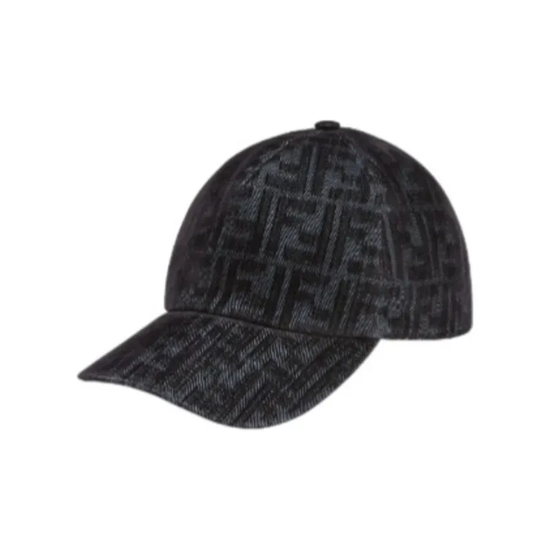 FENDI Viscose Baseball Caps Men's Black-0