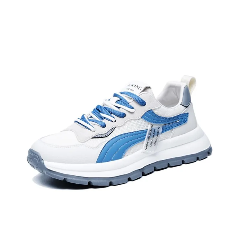 AOKANG Slip Resistant, Breathable, Lightweight Low Top Running Shoes Men's Beige Misty Blue-1