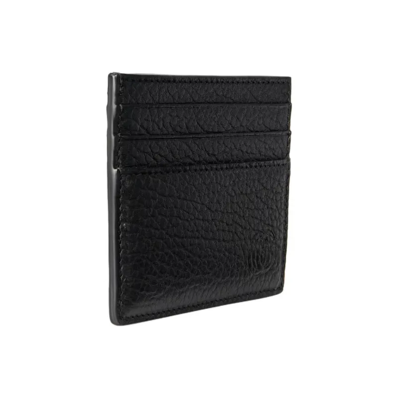 GUCCI Litchi Grain Leather Card Holder Men's Black-1