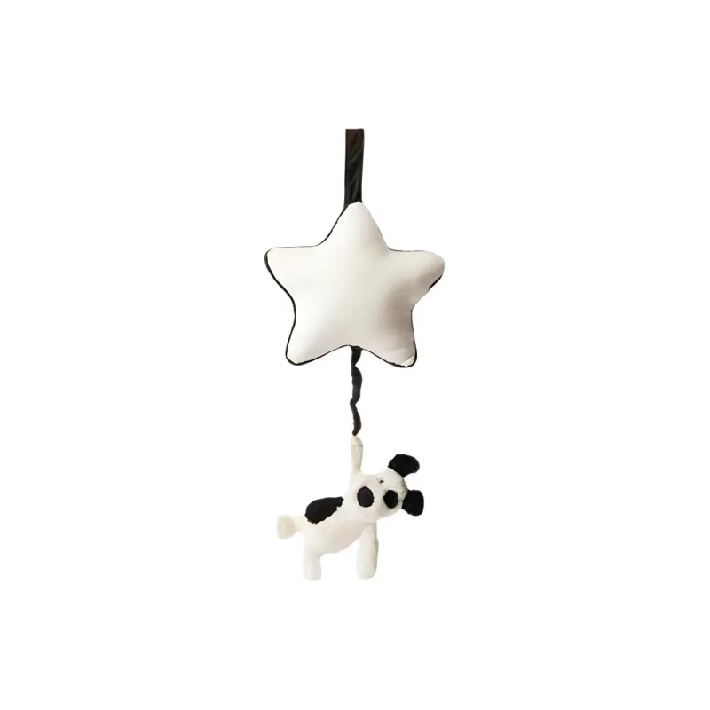 JELLYCAT Bashful Black & Cream Puppy Musical Pull-1