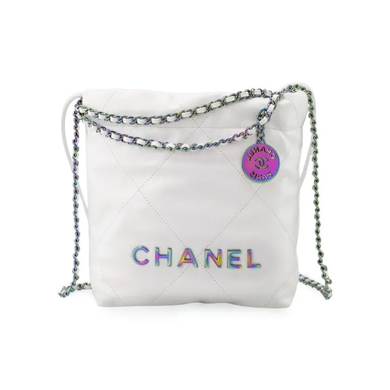 CHANEL 22Bag Cow Leather Shoulder Bag, Crossbody Bag Mini Women's White-2
