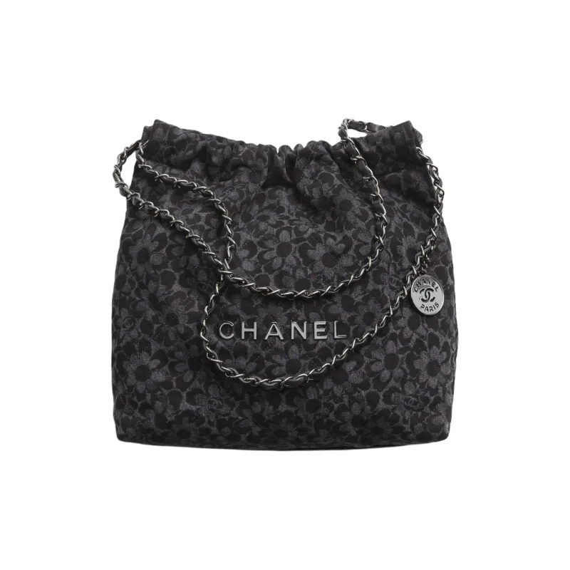 CHANEL 22Bag Denim Handbag, Shoulder Bag Trumpets Women's Black-0