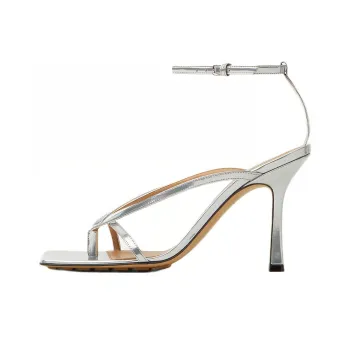 Bottega Veneta Stretch One Strap Sandals 9cm Women's Silver