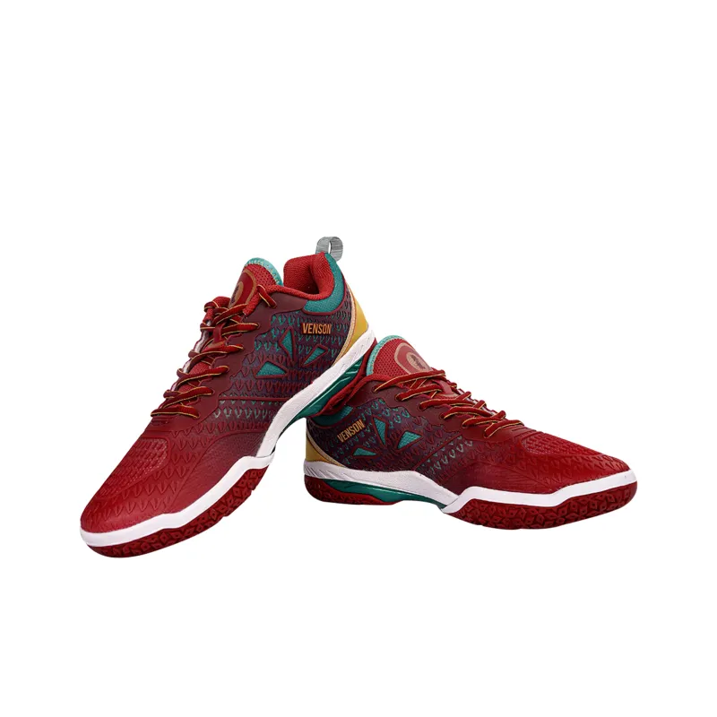 Venson Cushioning Anti-Slip And Wear-Resistant Low-Top Badminton Shoes Unisex Red-2