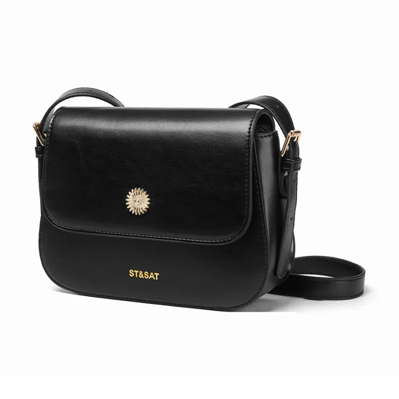 ST&SAT Synthetic Leather Crossbody Bag Shoulder Bag Women's Pitch Black/Brown-0