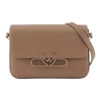 EMPORIO ARMANI Split Cow Leather Shoulder Bag Crossbody Bag Women's Light Brown