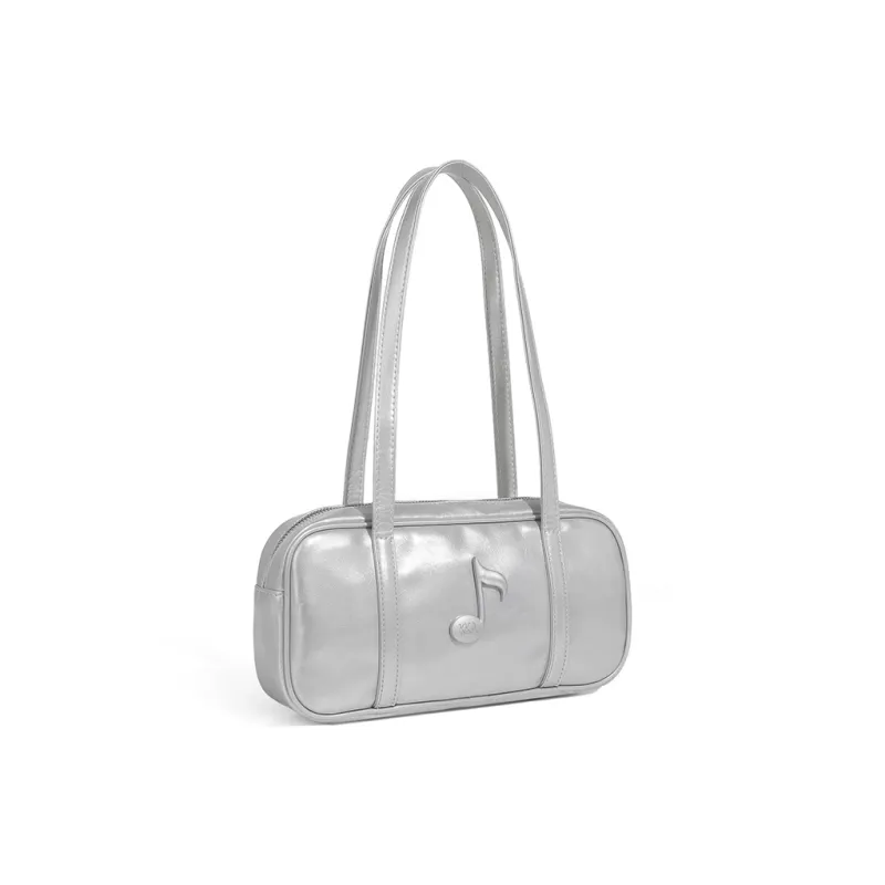 KKA PU One Shoulder Underarm Handbag Women's Silver/White/Black-3