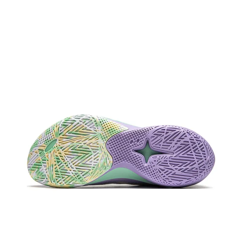LiNing SONIC 12 V2 Cushioning Anti Slip Wear Resistant Breathability Low Top Basketball Shoes Men's Green Purple-6