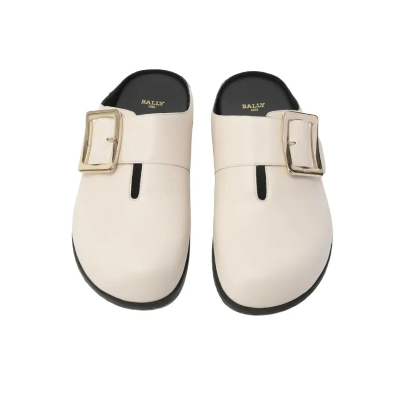 BALLY Closed Toe Slippers, Birkenstock Shoes Women's Ivory White-4